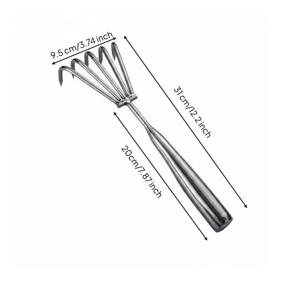Clam Digging Rake Multi-Functional Beach Foraging Hand Tool Heavy Duty Stainless Steel Seafood Claw for Beachcombers, Outdoor