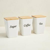 3 Pieces Kitchen Canister Set Dry Goods Bamboo Lid Canister Countertop Bamboo design Lid Tin