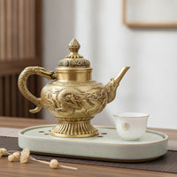 Dragon Teapot Figurine Traditional Chinese Antique Style Teapot Sculpture Vintage Tabletop Ornament for Study