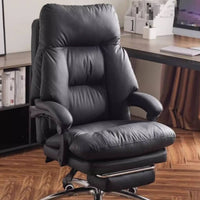 Reclining Office Chair Rolling Casters Chair with Footrest Metal Base Seating Furniture for Enthusiasts