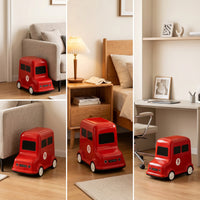 Decorative Bus Trash Bin Compact Trash Bin with Wheels Space-Saving Garbage Can with Wheels Easy to Clean for Playroom