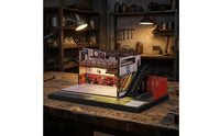 Warehouse Repair Shop Miniature Dark Foundation Miniature Garage Diorama Detailed Finish Freestanding Display Base