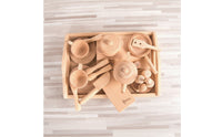Toy Kitchen Set with Tray Wood Wooden Cooking Toy Set Realistic for Young Children, Preschool