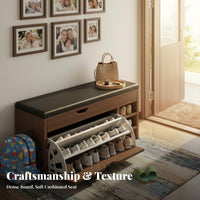 Padded Shoe Storage Bench Large Capacity Cushisingled Shoe Storage Bench