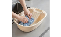 Laundry Basin with Washboard Unified Design Wash Tub with Scrub Board Large Capacity Unified Washboard Basin for Dorm Room, Washroom