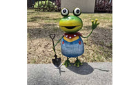 Frog Lawn Ornament Whimsical Iron Frog Yard Art Eye-Catching Design Outdoor Decoration for Gardeners, Balcony, Patio, Flower Bed