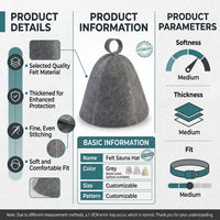 Sauna Hat for Women and Men with Thickened Wool Felt for Steam Room, Extra Long 81cm Coverage for Enhanced Heat Protection, Comfortable Design