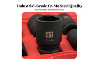 8 Pieces High Rotational Force Performance 1 Inch Drive Deep Shock-Resistant Socket Set Heat-Treated 8 Piece Pneumatic Wrench Socket Set