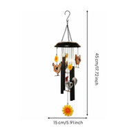 Chicken Wind Chime Vintage Style Metal Cockerel Wind Chime Rust Resistant Floral Hanging Decor for Balcony