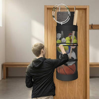 Zippered over-Door Storage Bag Oxford Material over Door Sports Gear Bag Black Hanging Sports Equipment Organizer Metal Eyelets