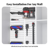 Wall Mount Pegboard Multi-Functional Tool Organization Board Space Saving Drill Storage Panel for Renters, Homeowners, Garage, Utility Room, Shed