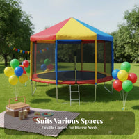 Colorful Round Trampoline with Cover, Large Steel Frame, Outdoor Use for Kids & Adults, Multiple Sizes