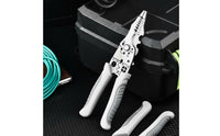 Multi-Functional Multifunctional Wire Stripper Sharp Cutting Blade Wire Cutter and Crimper Comfortable Grip Cable Stripping Pliers Safety Lock for Electricians