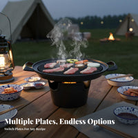 Easy to Clean Korean BBQ Grill Pan Compact Design Korean Design Grill Pan Fast Heating for Beginners, Couples, Outdoor, Camping, Picnic
