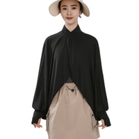 Lightweight Sun Protection Cape Breathable Cover-up Cape Drapey Material Outerwear Wide Sleeves for Women, Outdoor