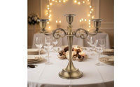 Tabletop 3-Arm Candelabra Scrollwork Candelabra with 3 Arms Weighted Triple Candle Holder Elegant for Brides, Dinner Parties