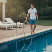 Anti-Slip Pool Handrail with Steps Rustproof Pool Entry Handrail Heavy Duty Hardware Long-Lasting for Swimmers