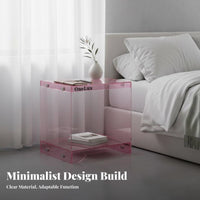 Transparent Clear C-Shaped Stand Minimalist Design Nightstand Space-Saving Side Table Multi-Functional for Modern Decor fans, Interior Designers, Showroom, Living Room, Small Spaces, Entryway