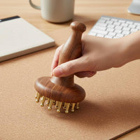 Natural Wood Brass Bristle Massage Comb Muscle Relief Rosewood Body Massager Portable Wooden Meridian Brush Ergonomic Grip for Women, Home Use, Bathroom