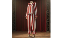 2 Pieces Adult Clown Costume Ruffled Trim Performance Clown Eye-Catching-Catching Dress-up Clothes for Cosplayers, Stage Performances, Costume Parties