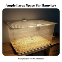Ventilated Top Large Transparent Hamster Enclosure Good Ventilation 65cm Hamster Enclosure Easy to Clean Deep Base Rodent Enclosure Escape-Proof Design for Children, Parents, Indoors, Indoor, Bedroom, Living Room