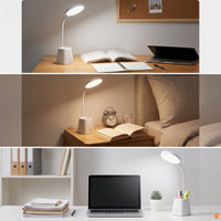 Desk Lamp with Pen Holder Touch Control LED Desk Lamp with Phone Stand Table Light Dimmable 3 Color Modes for Students