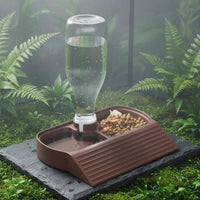 Automatic Amphibian Water Dispenser Leak-Resistant Automatic Amphibian Feeder and Waterer Gecko Food and Water Bowl with Ramp