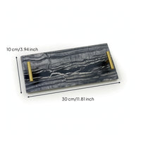 Rectangular Marble Tray with Gold Handles Minimalist Marble Tray with Handles Modern Slimline for Bathroom Counter