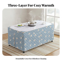 Quilted Heating Table Cover Extra Warm Padded Electric Heater Table Blanket Machine Washable Home Textile for Seniors, Families