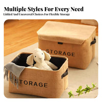 foldable Lidded Box Large Capacity Lidded textile container particlesresistant for Under Bed