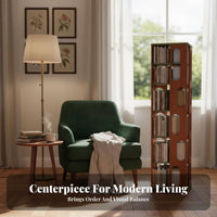 Vintage aesthetic Revolving Book Tower Floor-Standing Rotating bookcase Tower Multi-Tiered Design Storage Furniture Space-Saving for Students, Homeowners, Adults, Living Room, Home Office, Small Spaces, Bedroom