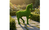 Grass-Textured Horse Green Outdoor Ornament Weather-Resistant for Lawn