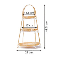Handmade Tiered Bamboo Basket with Handle Multi-Layer Food Display Stand Woven Snack Serving Tray for Afternoon Tea, Party, Hotel, Living Room