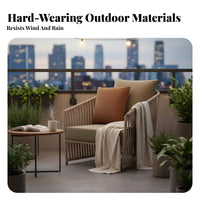 3 Pieces Weather-Resistant Rope Weave Conversation Group Modern Aesthetic Patio Furniture space-saving Outdoor Furnishing for Apartment Dwellers, Homeowners, pairs, Balcony, Terrace, Garden, support cushionyard