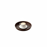 Round Wood Grain Tray Easy to Clean Wood Look Serving Plate Polished Surface