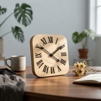 Wooden Wall Clock Roman Numeral Retro Nordic Design Round Clock Quiet for Bedroom, Living Room, Entryway