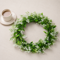 Artificial Spring Door Wreath, 42cm Baby's Breath Wreath, Wall Hanging for Front Door, 280g Synthetic Floral Decor