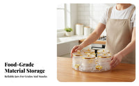 6 Pieces Food Storage Jars with Tray Transparent Body Decorative Snack Container Set Luxury Design Candy Dish Set for Kitchen Counter, Parties
