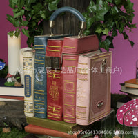 Vintage Stacked Book Novelty Handbag in Leather, Modern Minimalist Style