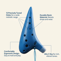 12 Hole Alto Ocarina for Beginners, Musical Instrument Resin Ocarina with Lanyard and Mouthpiece Cap, Ocarina Hole Alto Learner