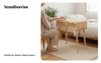Multi-Purpose Design Desk with Storage Modern Design Cane Woven Mesh Desk Rattan Accents Vanity Table Woven Drawer Fronts for Students, Adults, Professionals, Bedroom, Small Areas, Study Room