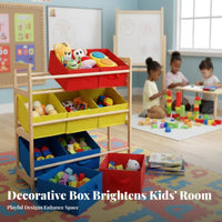 Kids Toy Storage Rack Cartoon Design children's Storage Shelf with Bins Large Capacity Multi-Bin Toy Organizer for Parents, Playroom, Nursery, Daycare