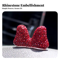 Rhinest Single Bow Car Ornament Sparkling Crystal Bow Car Decoration Mini Size Dashboard Decoration for Girls, Drivers, Center Console