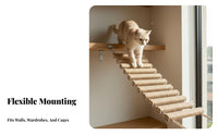 Claw Grinding Sisal Rope Cat Bridge Multi-Functional Sisal Cat Scratcher Ladder Encourages Natural Instincts Pet Climbing Toy Easy Installation for Cats, Kittens, Small Pets, On Walls, Living Room, Indoors