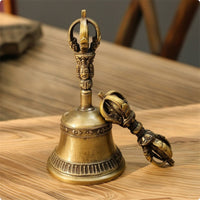 Tibetan Ritual Bell Set Buddhist Hand Bell with Vajra Handmade Vajra for Buddhists, Altar