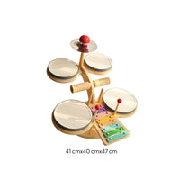 Wooden Toy Drum Set Tabletop Toy Drum Kit Beginner Long-Lasting for Children, Toddlers, Playroom