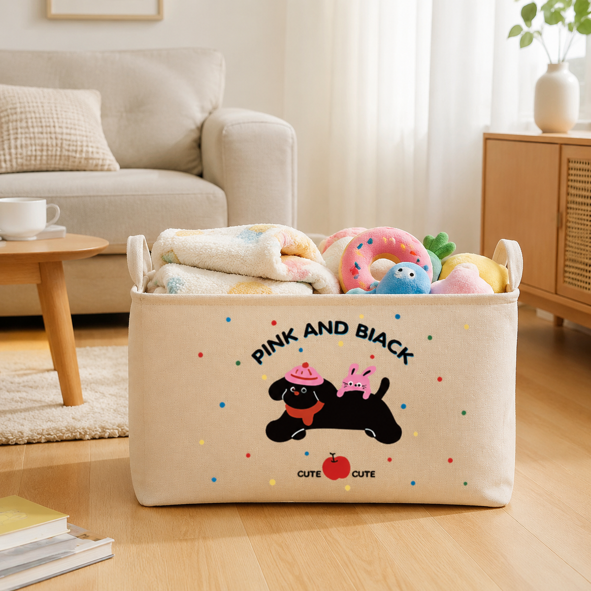 Foldable Storage Basket, Knitted Plant Fiber Laundry Hamper, with Loop Handles, for Blankets, Laundry, Clothing
