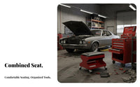 Rolling Shop Seat Swivel Casters Tool Tray Comfort for Auto Detailers