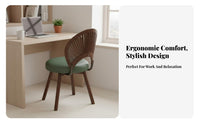 Retro Design Upholstered Bentwood Rolling Chair Ergonomic Design Rolling Bentwood Task Chair Easy Assembly pivot Seat for Home Workers, Students, Professionals, Study Room, Bedroom, Dormitory