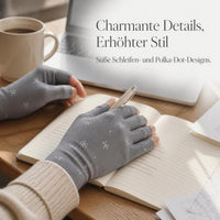 Women's Winter Warm Fleece-Lined Fingerless Gloves with Touchscreen Capability